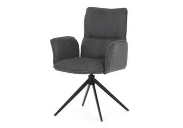 Otočná jídelní židle CALLI, šedá látka, černý kov