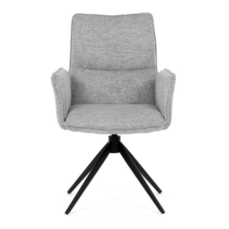 Otočná jídelní židle CALLI, světle šedá látka, černý kov