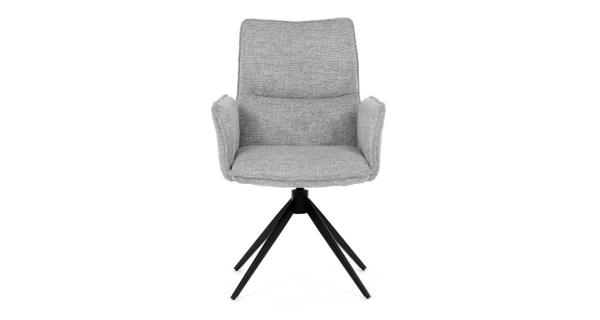 Otočná jídelní židle CALLI, světle šedá látka, černý kov