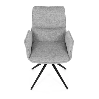 Otočná jídelní židle CALLI, světle šedá látka, černý kov