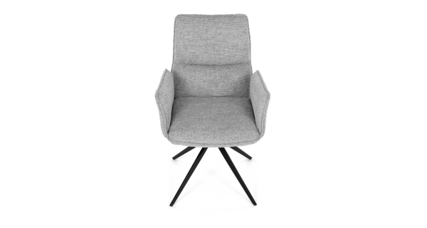 Otočná jídelní židle CALLI, světle šedá látka, černý kov