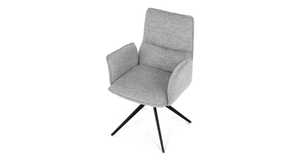 Otočná jídelní židle CALLI, světle šedá látka, černý kov