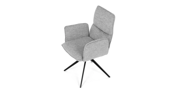 Otočná jídelní židle CALLI, světle šedá látka, černý kov