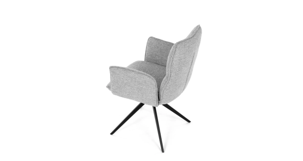 Otočná jídelní židle CALLI, světle šedá látka, černý kov