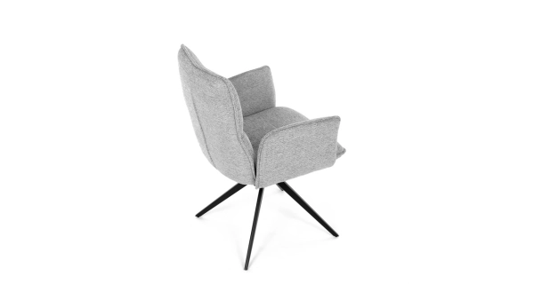 Otočná jídelní židle CALLI, světle šedá látka, černý kov