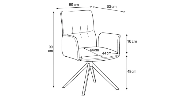 Otočná jídelní židle CALLI, světle šedá látka, černý kov