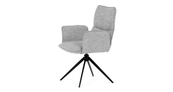 Otočná jídelní židle CALLI, světle šedá látka, černý kov