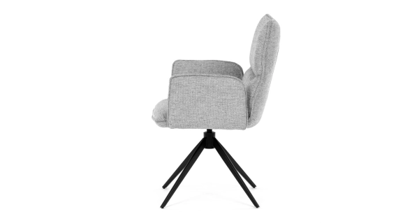 Otočná jídelní židle CALLI, světle šedá látka, černý kov