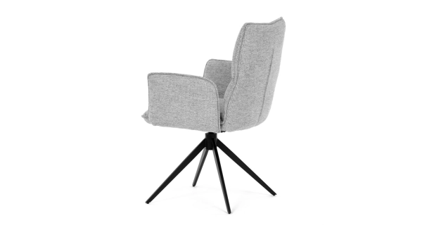 Otočná jídelní židle CALLI, světle šedá látka, černý kov
