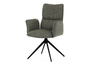 Otočná jídelní židle CALLI, zelená látka, černý kov