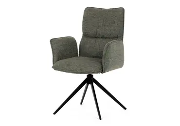 Otočná jídelní židle CALLI, zelená látka, černý kov