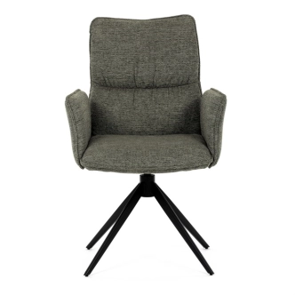 Otočná jídelní židle CALLI, zelená látka, černý kov