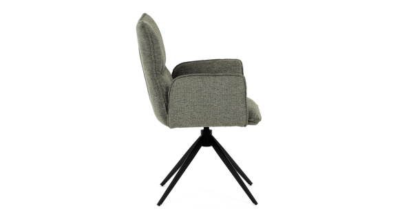 Otočná jídelní židle CALLI, zelená látka, černý kov