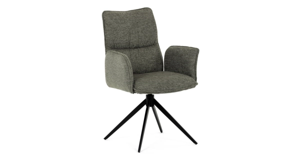 Otočná jídelní židle CALLI, zelená látka, černý kov