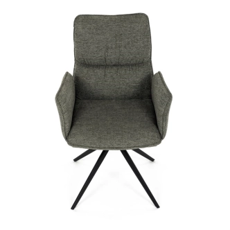 Otočná jídelní židle CALLI, zelená látka, černý kov