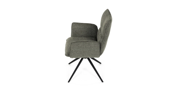 Otočná jídelní židle CALLI, zelená látka, černý kov