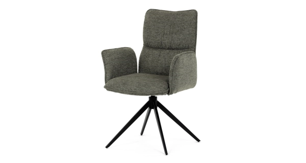 Otočná jídelní židle CALLI, zelená látka, černý kov