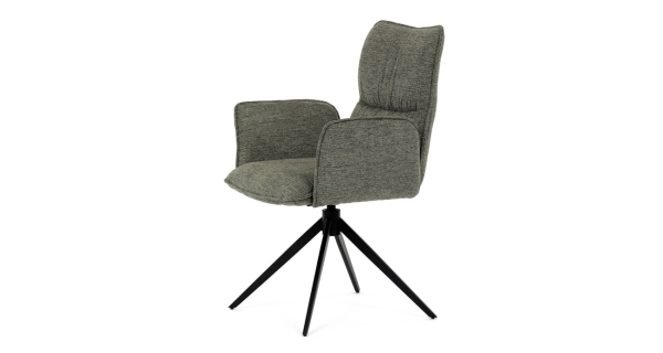 Otočná jídelní židle CALLI, zelená látka, černý kov