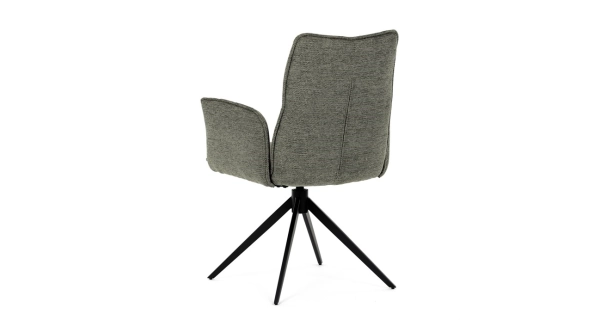 Otočná jídelní židle CALLI, zelená látka, černý kov