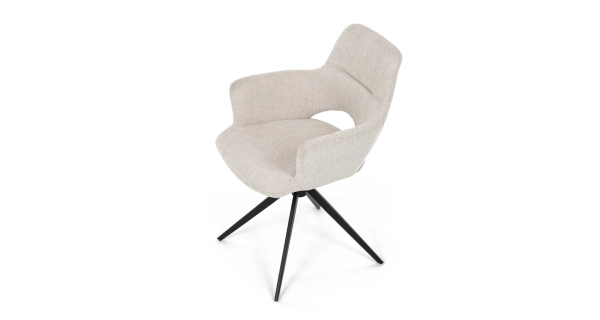 Otočná jídelní židle LEMTORHAL, krémová látka, černý kov