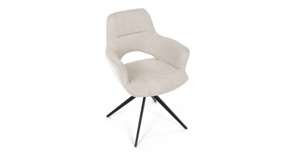 Otočná jídelní židle LEMTORHAL, krémová látka, černý kov