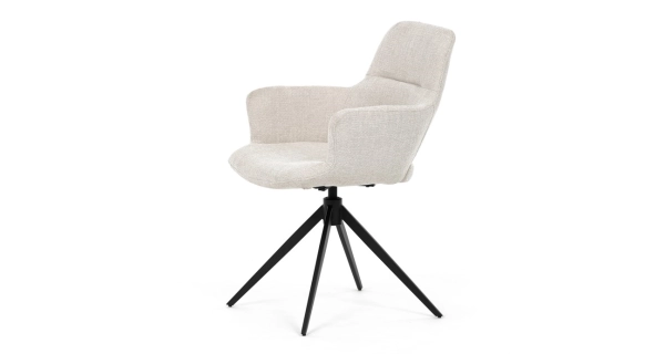 Otočná jídelní židle LEMTORHAL, krémová látka, černý kov