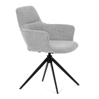 Otočná jídelní židle LEMTORHAL, šedá látka, černý kov