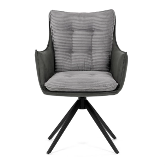 Otočná jídelní židle MORXERDOR, šedá látka, černý kov