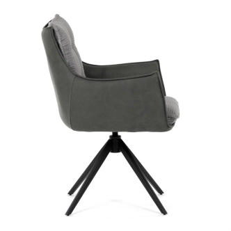 Otočná jídelní židle MORXERDOR, šedá látka, černý kov