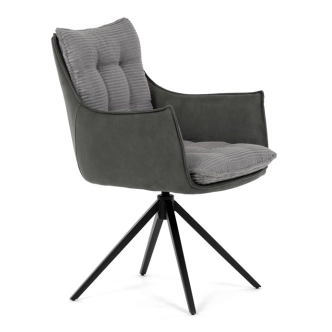 Otočná jídelní židle MORXERDOR, šedá látka, černý kov
