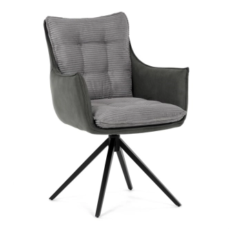 Otočná jídelní židle MORXERDOR, šedá látka, černý kov