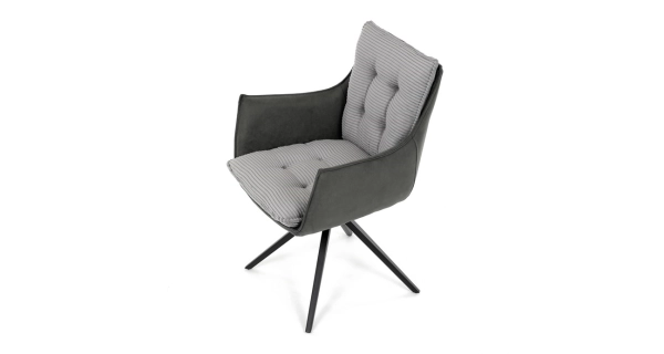 Otočná jídelní židle MORXERDOR, šedá látka, černý kov