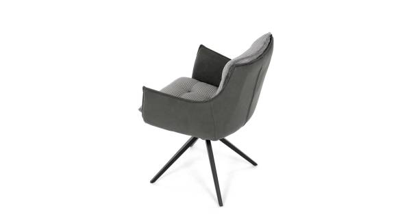 Otočná jídelní židle MORXERDOR, šedá látka, černý kov