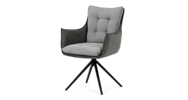 Otočná jídelní židle MORXERDOR, šedá látka, černý kov