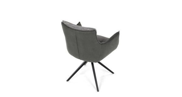 Otočná jídelní židle MORXERDOR, šedá látka, černý kov