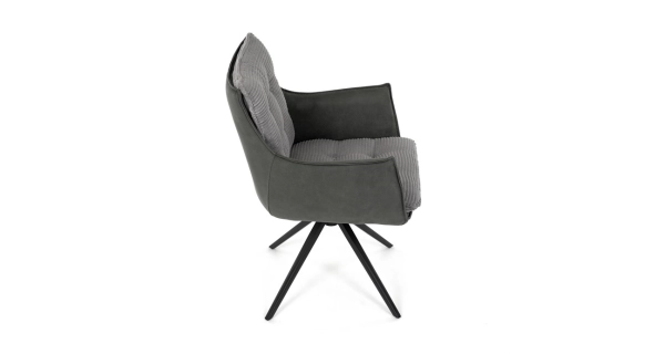 Otočná jídelní židle MORXERDOR, šedá látka, černý kov