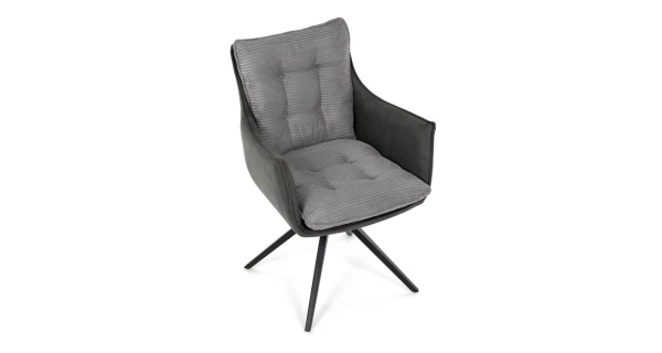 Otočná jídelní židle MORXERDOR, šedá látka, černý kov