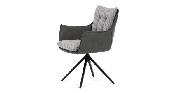 Otočná jídelní židle MORXERDOR, šedá látka, černý kov