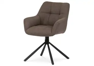 Otočná jídelní židle PONMORIV, hnědá látka, černý kov