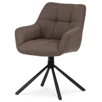 Otočná jídelní židle PONMORIV, hnědá látka, černý kov
