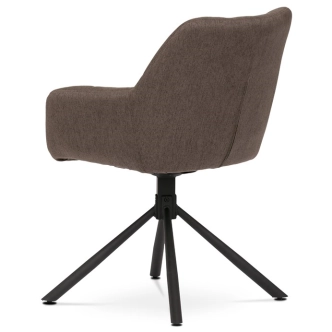 Otočná jídelní židle PONMORIV, hnědá látka, černý kov