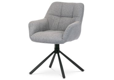 Otočná jídelní židle PONMORIV, šedá látka, černý kov