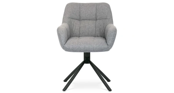 Otočná jídelní židle PONMORIV, šedá látka, černý kov