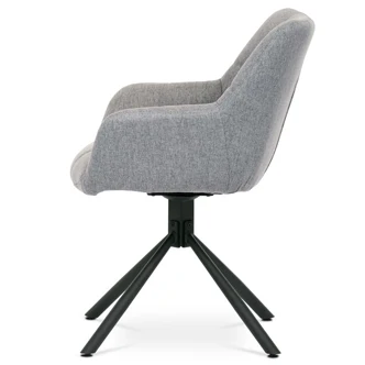 Otočná jídelní židle PONMORIV, šedá látka, černý kov