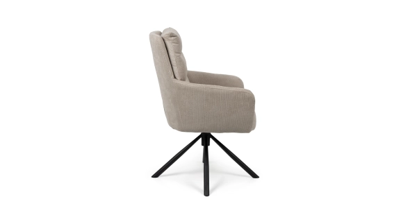 Otočná jídelní židle UTRELA, béžová látka/kov