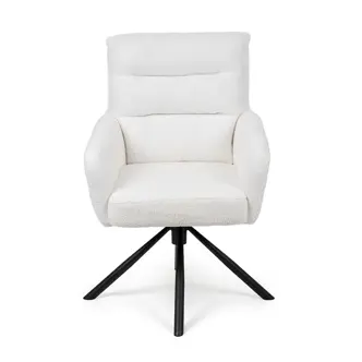 Otočná jídelní židle UTRELA, bílá látka/kov