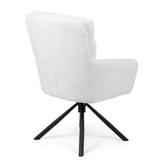 Otočná jídelní židle UTRELA, bílá látka/kov