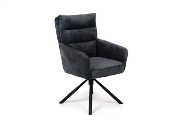 Otočná jídelní židle UTRELA, tmavě šedá látka/kov