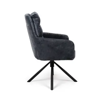 Otočná jídelní židle UTRELA, tmavě šedá látka/kov