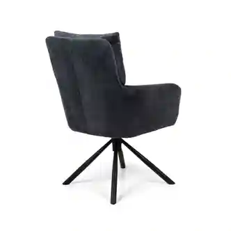 Otočná jídelní židle UTRELA, tmavě šedá látka/kov